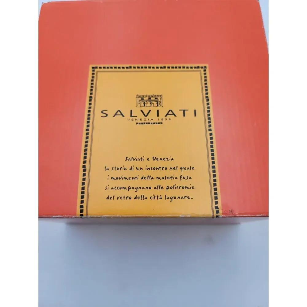 Salviati Venezia Set of 4 Crystal Coasters Art Glass with Box Vintage Italy